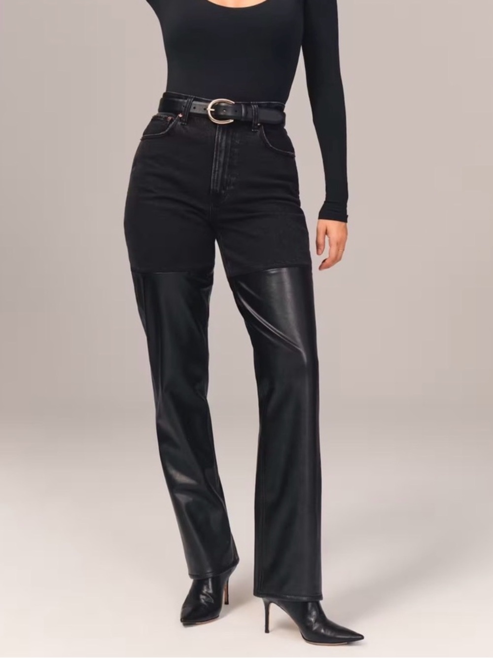 Abercrombie & Fitch Two-Tone Black Straight-Leg Jeans